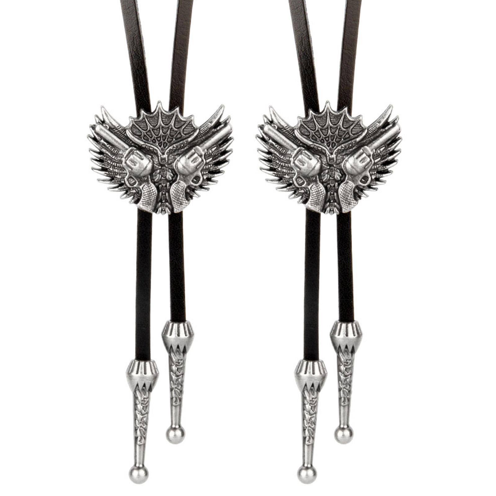 

Винтажный западный ковбойский галстук-боло Крыло Пистолет Галстук Панк Ожерелье Аксессуар для костюма Американский галстук-боло Западный A