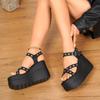 Größe 43 Sommer Neuankömmling Sandalen High-Heel Kreuzriemen 10cm Absatz Plateauabsatz Open-Toe Damenschuhe