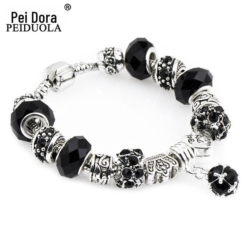 Brățară Trendy cu Mărgele de Cristal Pan cu Pandantiv Coroană de Flori