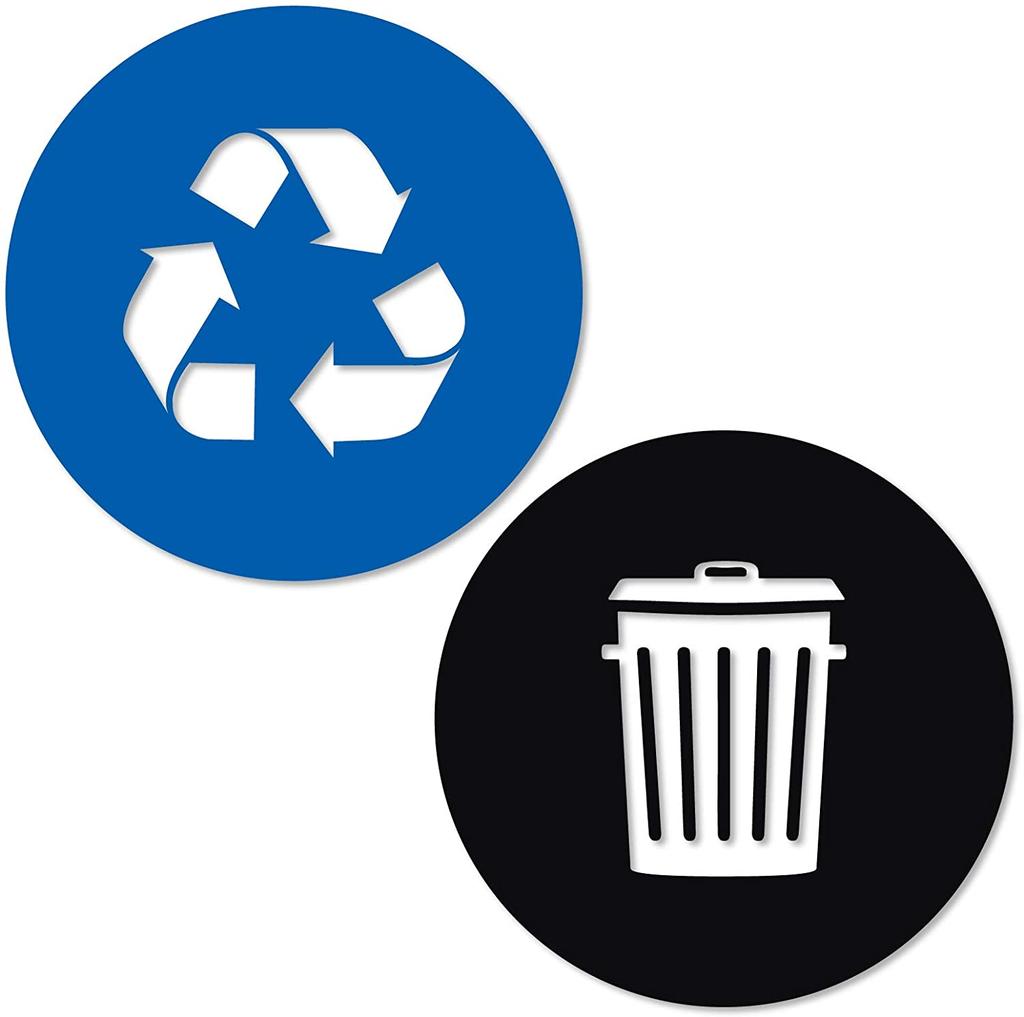 Recycle and Trash Sticker Vinyl Modern Logo Symbol To Organize Trash Cans or Garbage Containers and Walls Small Green