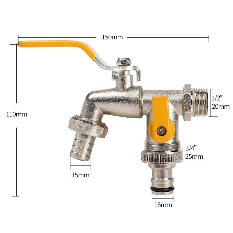 Black-Plated Zinc Alloy Double Outlet Garden Faucet