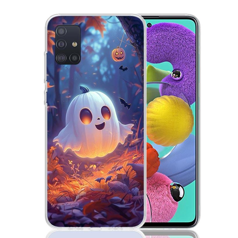 Cute Halloween Ghost Phone Case For Samsung Galaxy A52 A32 A22 A12 A02S A50S A30S A51 A31 AA71 Note 20 Ultra 10 S10 Plus Galaxy