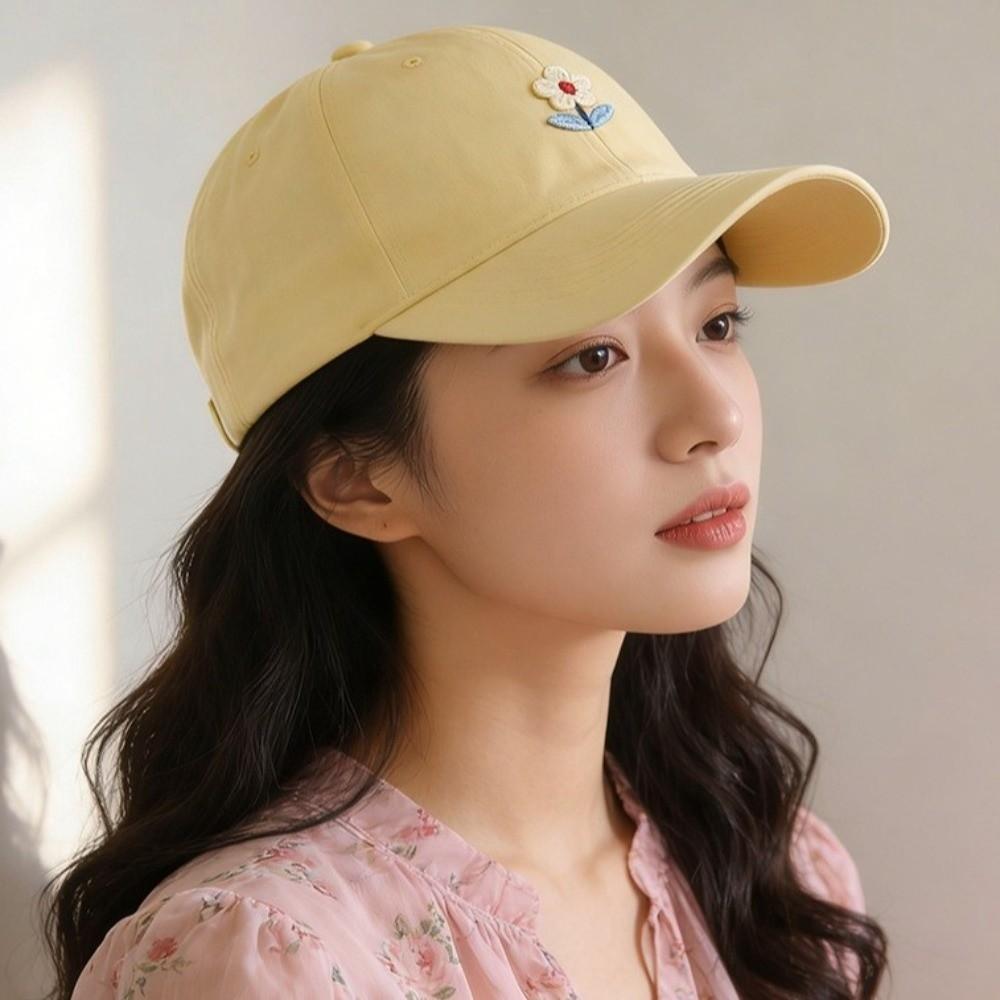 Adjustable Embroidered Peaked Hat Korean Style Sunshade Casquette Flower Baseball Cap  Outdoor
