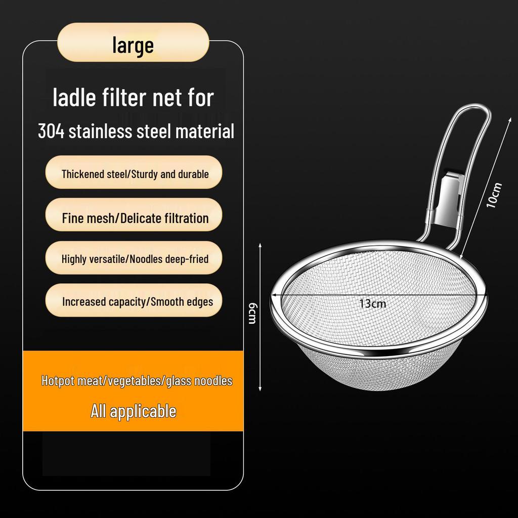 Finmaskad skopa för nudlar och olja i rostfritt stål