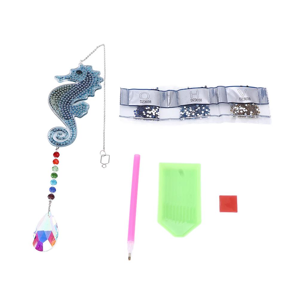 Rhinestones Pendant Unique Hippocampus Shape DIY Painting Decorative Ornament Accessories for Window Home Decoration