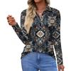Dame Mote Casual Revers Kortermet Langermet Print Skjorte Dame Knapper Opp Topper
