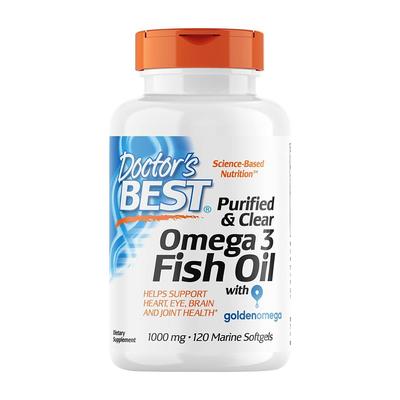 Purified & Clear Omega 3 Fish Oil 1000 Mg with Goldenomega, 120 Marine Softgels