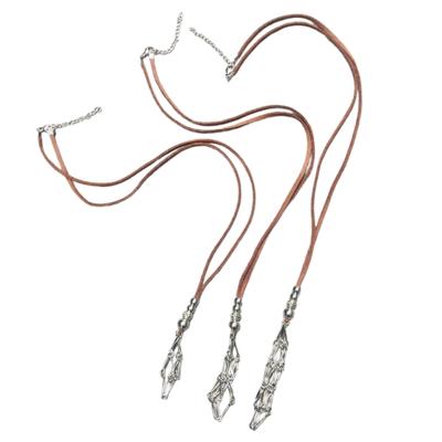 Kristallsteinhalter Halskette Verstellbares Seil Netz Anhänger Halsketten Leerer Kristallkäfig Halskette Schmuck für Damen Herren
