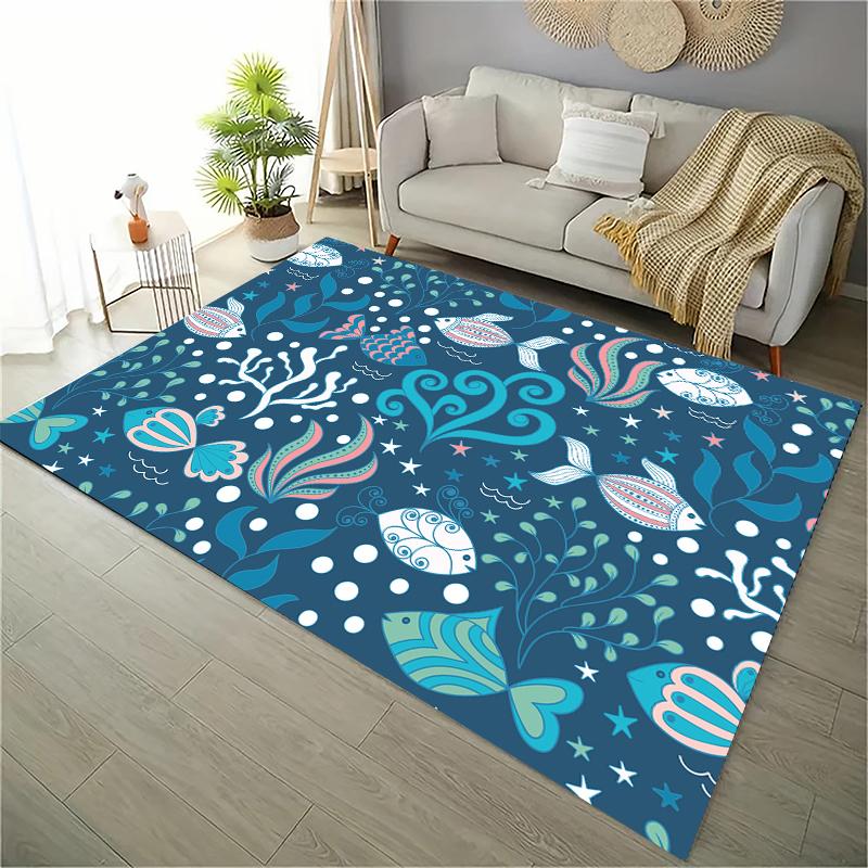 Ocean and Beach 3D Printing Large Area Carpets for Home Living Room  Kids Bedroom Sofa Doormat Kitchen Floor Rugs Anti-slipDecor