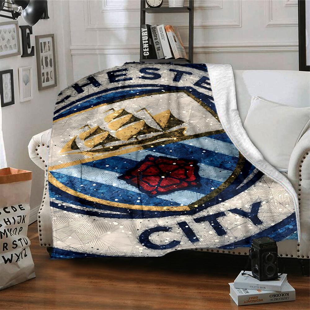 Manchester Crest Blankets Flannel Printed Breathable Warm Throw Blanket for Home Office Bedspreads 0708a10