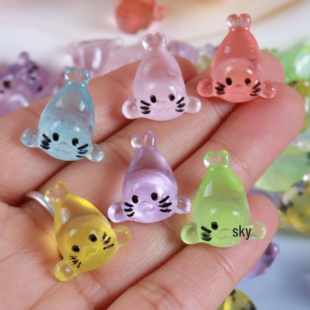 Resin Mini Luminous Animal Figurines - DIY Cartoon Toys for Micro Landscapes, Ideal Children's Gift