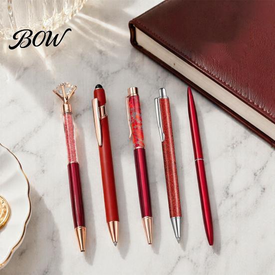 Sturdy Pocket Clip Pen 5PCS Metal Diamond Ballpoint Pens, with Sparkling Rhinestone Decor, Luxury Glitter Writing Smooth Press Mechanism Pen, for Kids