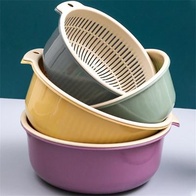 Cesta Doble Capa Doméstica Lavado Y Verduras Almacenamiento Hueco