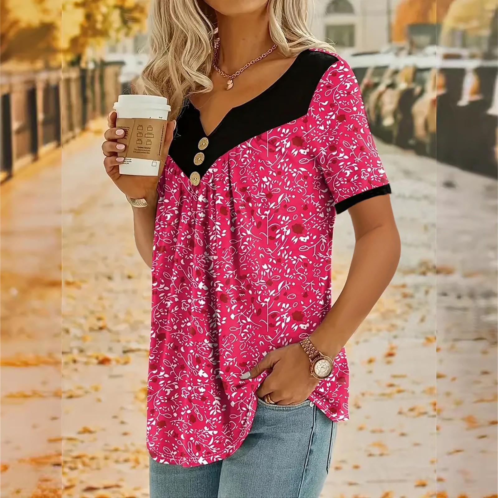 

Женский модный дизайн, небольшой цветочный лоскутный топ на пуговицах, повседневный топ с короткими рукавами XL