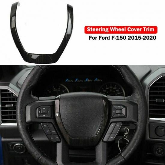 For F-150 Black Wood Steering Wheel Moulding Cover Trim For Ford F150 2015-