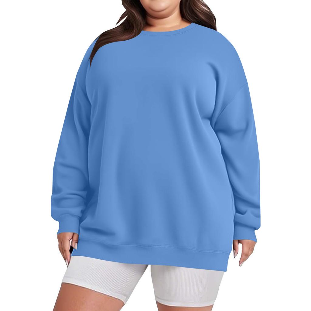 Plus Size Sweatshirt For  Women Oversized Crewneck Long Sleeve Pullover Tops