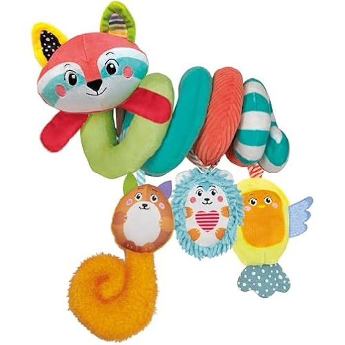 Clementoni- Baby for You – Soft Happy Animals bébé Age – Jouet Premier Activités – Peluche Poussette Spirale, Lavable en Machine,