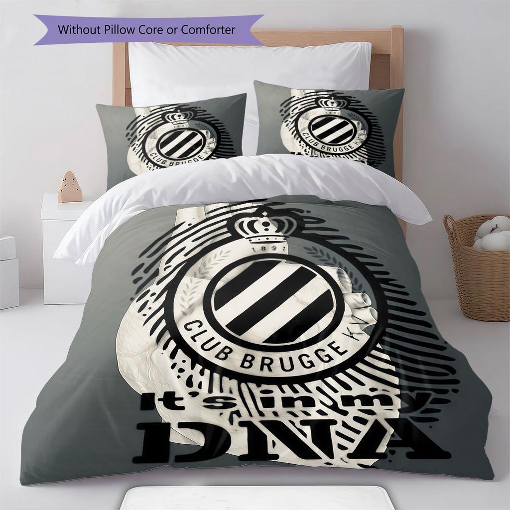 Club Brugge KV Pattern Bedding,Quilt Set Quilt Cover Pillowcase Home Birthday Gift(1 * Duvet Cover + 2 * Pillowcase, Without Core)