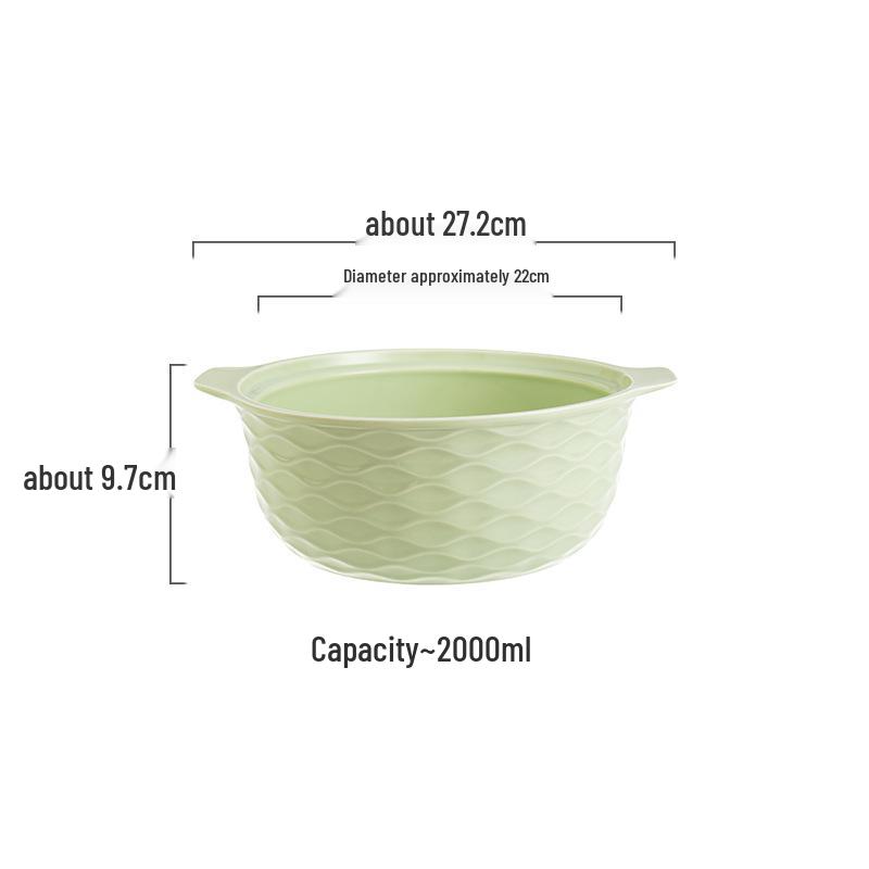 Ceramic Double-Handled Large Soup Bowl with Lid - High-End Design, Ideal for Home Use, Sauerkraut Fish, and Commercial Soups.
