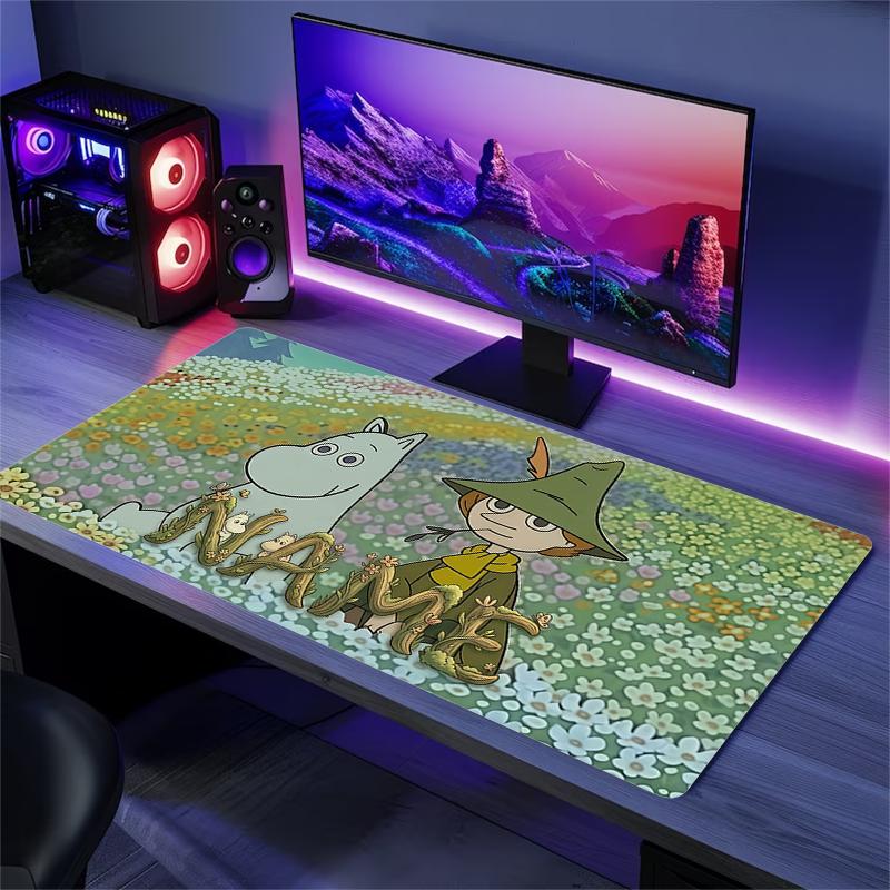 Custom Name,Moomin Mouse Pad, Large Gaming Desk Mat, Non-slip XXL Mousepad for Laptop & Tablet, Mini PC Playmat with Stitched Edges