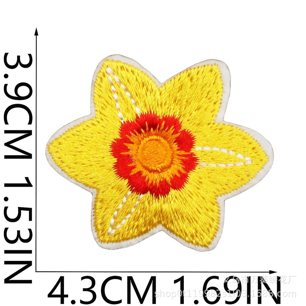 Small Daisy Embroidery Cloth Sticker Cartoon Peony Flower Bag Decoration Computer Embroidery Beautiful Small Red Flower Patch Ironing