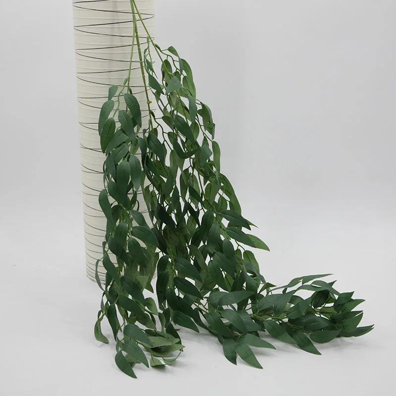 5Pc Artificial Willow Leaf Plant Rattan Wall Hanging Decoration Wedding Ceiling Background Fake Plants Vine Home Christmas Decor