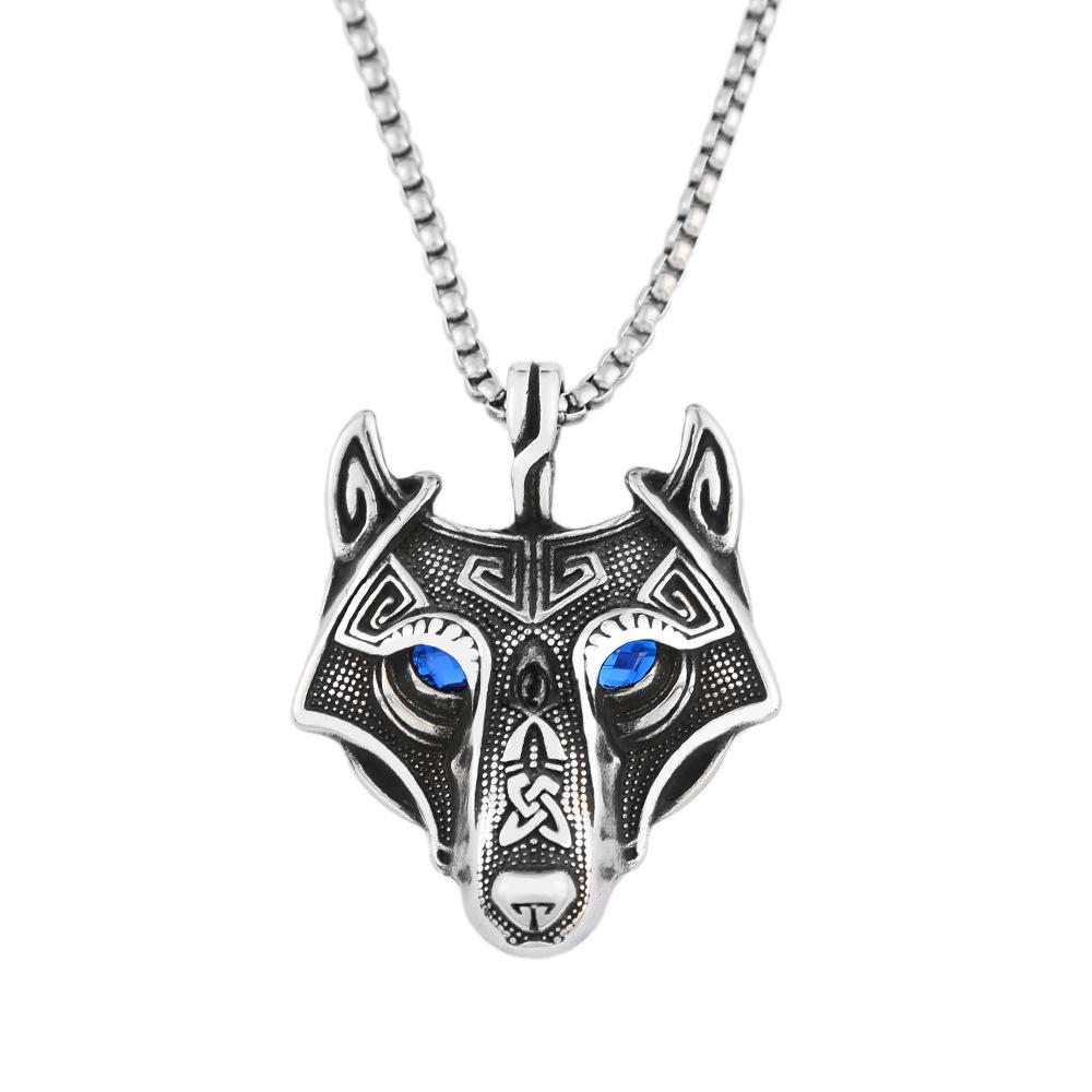 Stainless Steel Celtic Viking Wolf Head Necklace Pendant