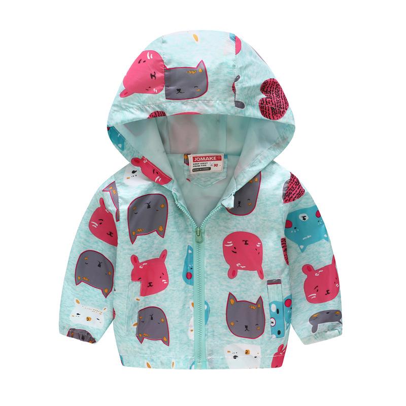 Bedruckte Jacke Strickjacke Kinder Mädchen Jungen Kapuzen Langarm Reißverschluss Blumen Auto Cartoon Windjacke