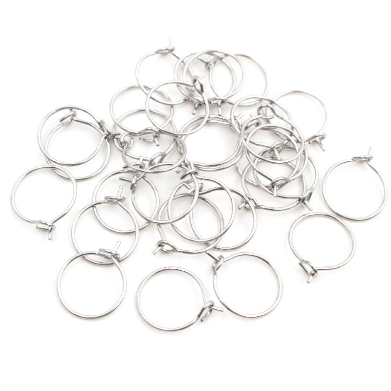 50pcs 12 15 20 25 30 35 40mm 316 Stainless Steel Gold Plated Hoops Earrings Big Circle Ear Wire Hoops Earrings Wires Findings