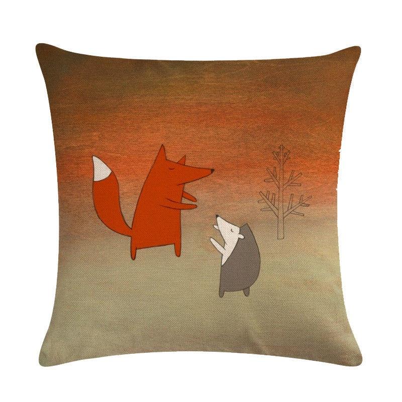 18 Fox Cartoon Linen Cotton Pillow Case Cushion Cover Sofa Home Decor Square