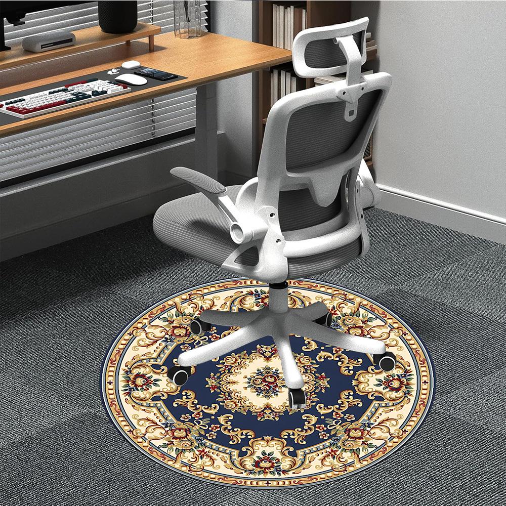 

1pc Floral Pattern Office Round Rug, Carpet for Office, Gaming, Lightweight Round Floor Mat yy260208066 80cm by 80cm