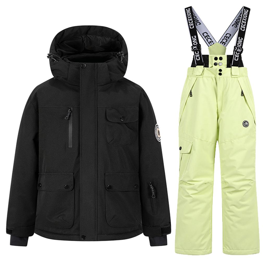 Mote Skiklærsett for barn Gutter og jenters fortykket vanntett varmt skidressjakke og bukser antrekksett