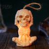 Hanging Skeleton Decor with Lanyard Halloween Decoration LED Light, Spooky Lighted Plastic Skull Party Table Centerpiece Ornament Rope for Haunted