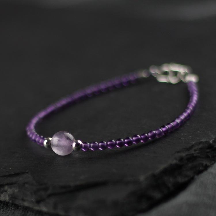 Natural Uruguayan Amethyst Bracelet for Women9Pure silver bracelet with amethyst and zodiac sign