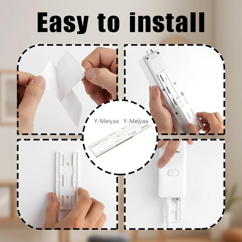 10pcs White Self Adhesive Power Strip Holder Desk Cable Organizer No Drilling Desktop Socket Fixer for Home Office