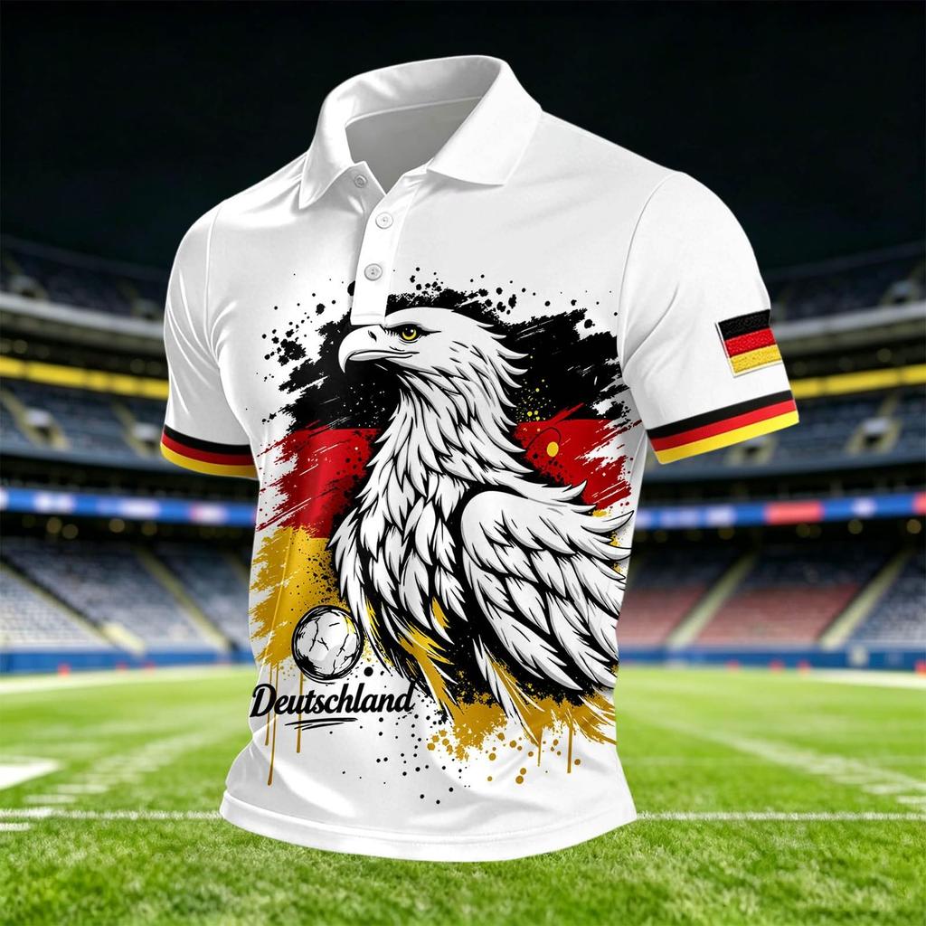 Men's Casual Printed Crew Neck Lightweight Breathable Polo Short Sleeve Shirt Suitable for Everyday Wear and Outdoor Activities