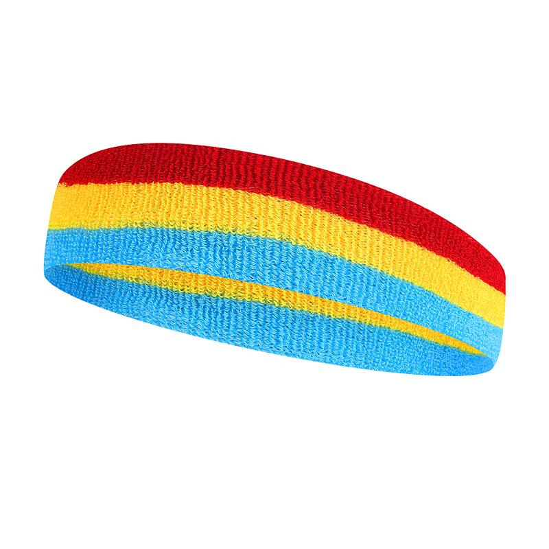 Rainbow Sweat Absorbent Headband for Sports Running Fitness Cotton Towel Hair Band Men and Women Sports Safety