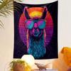 Cool Neon Llama with Sunglasses Patterned Tapestry Decorative Wall Hanging, Home Bedroom Living Room Decor