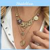 Punk Layered Heart Pendant Necklace With Vintage Alloy Finish For Women