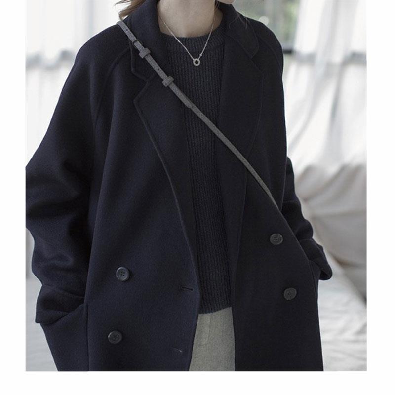 Mori Style Woolen Winter Coat for Petite Women - Mid-Length, Thickened, Korean Loose Fit Student Jacket