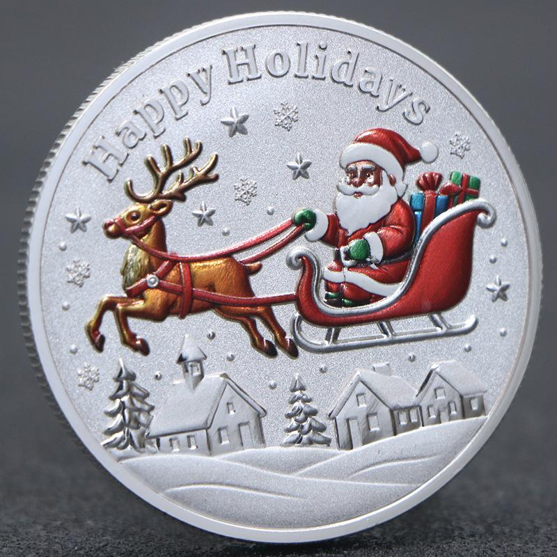 Santa Claus commemorative coins, reliefs, commemorative medals, metal crafts, gold coins, gifts, Christmas gifts