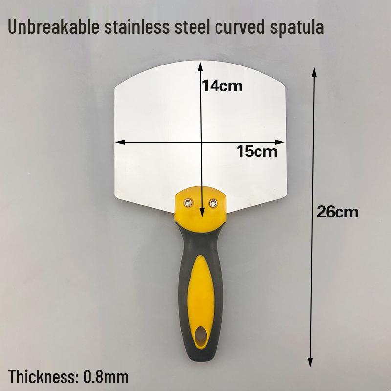 Stainless Steel Gray Curved Fan-Shaped Spatula and Putty Scraper with Thickened Handle - Free Shipping