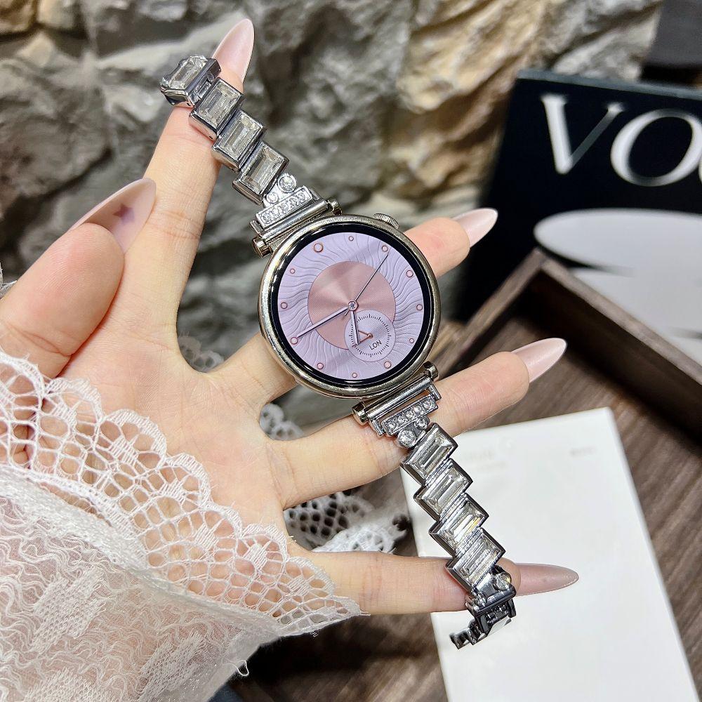 

18mm Bling Diamond Metal Band for Huawei Watch GT6 41mm Gt5 41mm Bracelet Jewelry Metal Wristband Strap for Huawei Gt 5pro 42mm Huawei GT6 41mm срібний