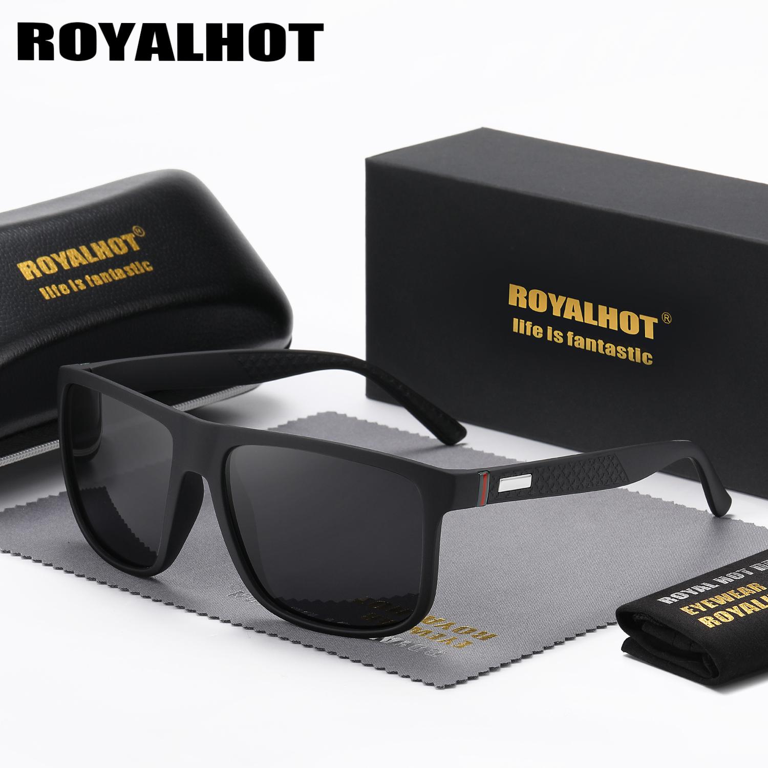 

RoyalHot мужские и женские поляризационные эластичные солнцезащитные очки в квадратной оправе, солнцезащитные очки для вождения, оттенки Óculos masculino Male серый