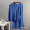2026 Hot Sale Solid Color Two Piece Set Women Irregular Split Top Wide Leg Pants Casual Loose