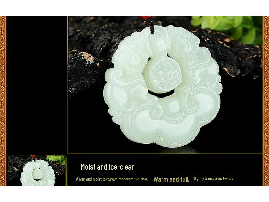 Hetian Jade Double Pixiu Pendant with Fu Character