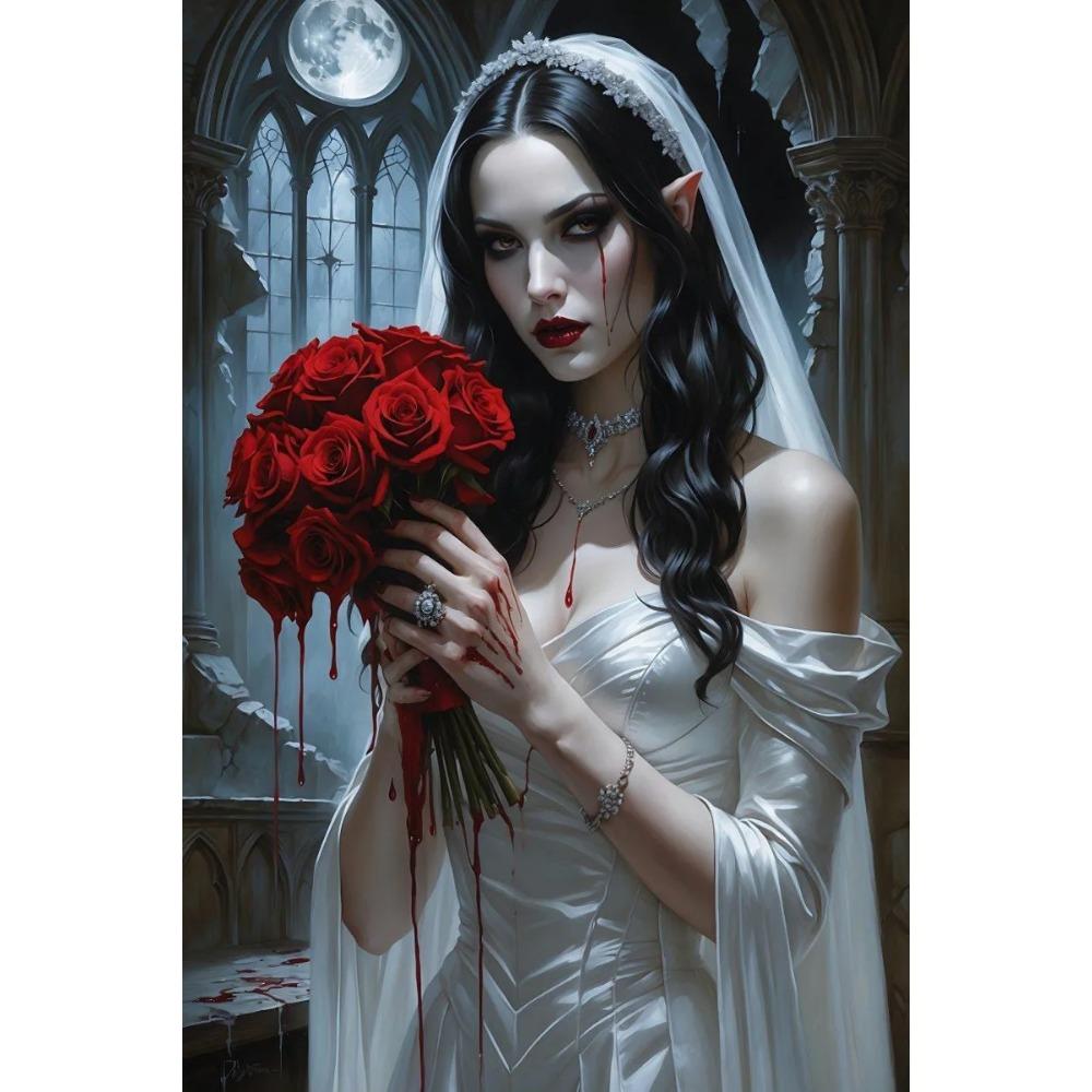 Dark Fantasy Romantic Gothic Vampire Queen Horror Blood Poster Print Wall Art Pictures Canvas Painting Living Room Home Decor