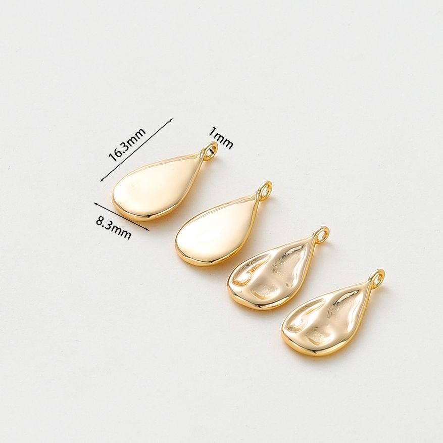 4pcs/lot 18K Gold Color Plated Wave Pattern Drop Shape Pendants Charms Leaves Necklace Pendant For DIY Jewelry Making  Supplies