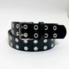 Punk Double Row Hole Belt Wide Side Hip-hop Waist Belt PU Leather Star Waistbands  Female/Girls