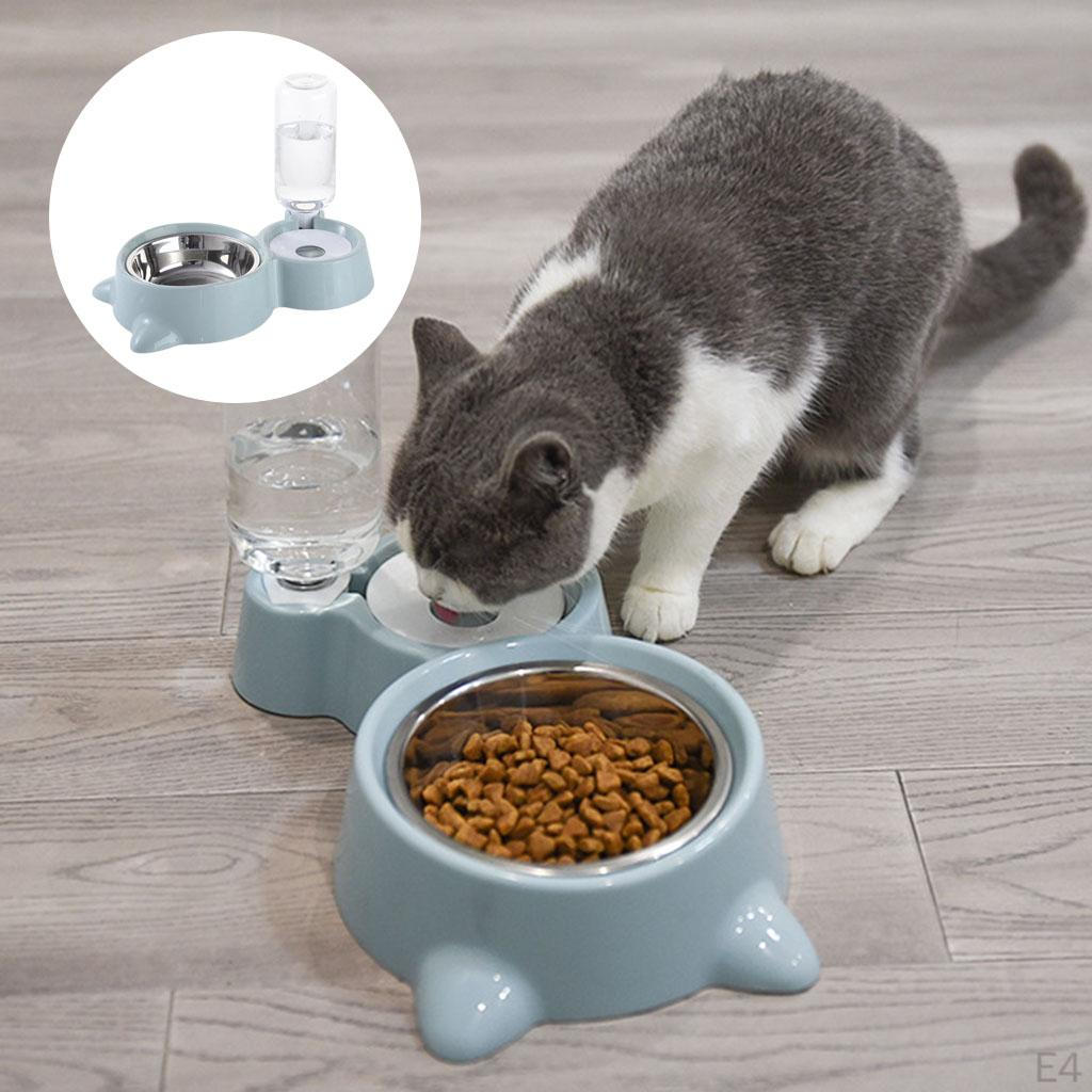 Bowl Pet Dishes, Feeder Feeding for Cats or Small Dogs Steel Double Bowls